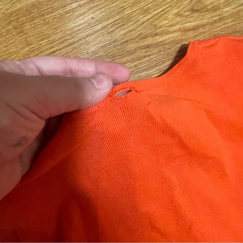 August Silk Button Up Cardigan Sweater in Orange, Size Large - Picture 8 of 8